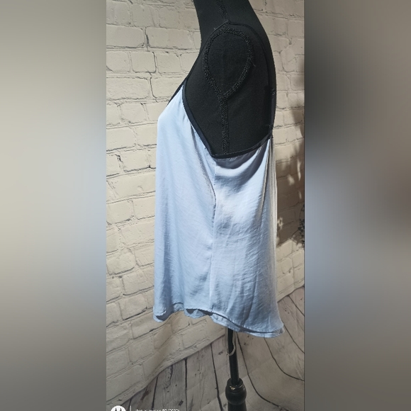 Slvls Kenneth Cole NY Textured Woven Chiffon Overlay Cami Blouse SkyBlue - Picture 12 of 15